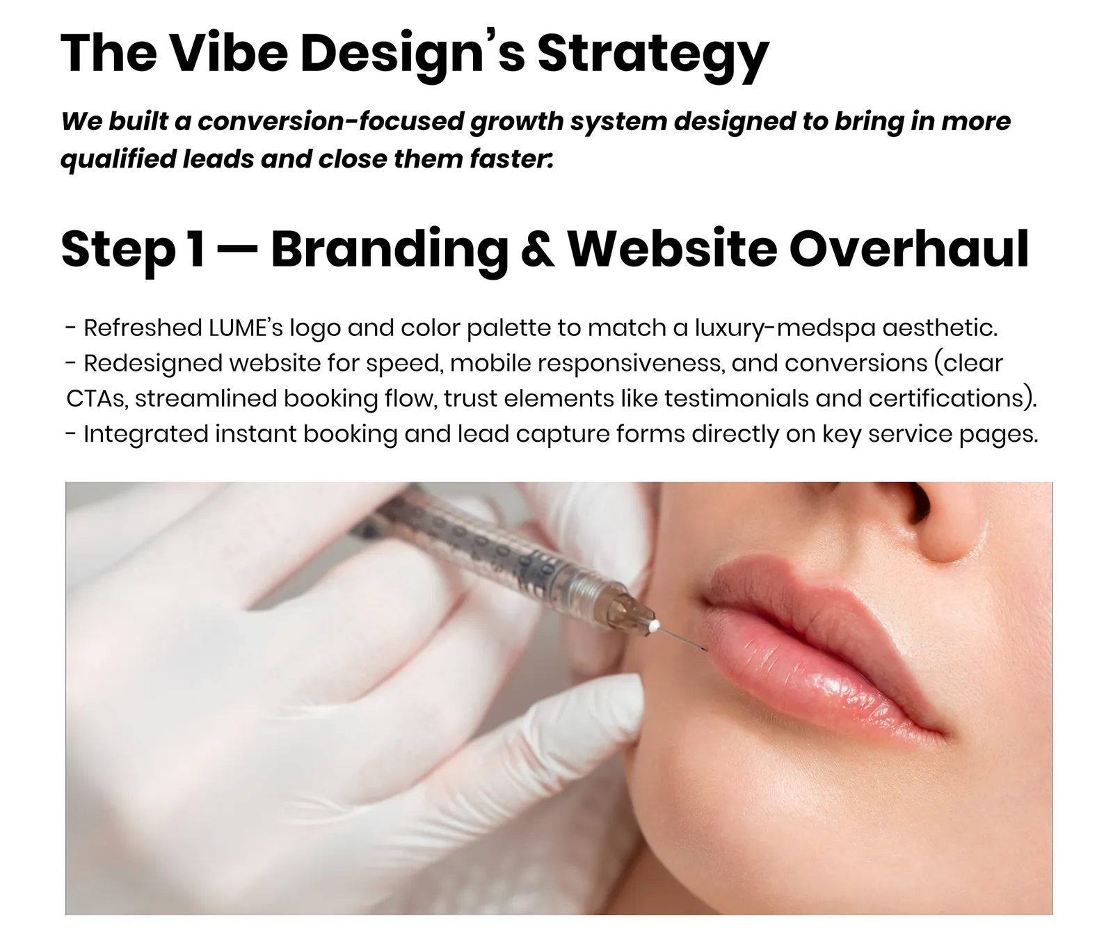 The Vibe Design growth strategy for Lume Aesthetics, step one: branding and website overhaul