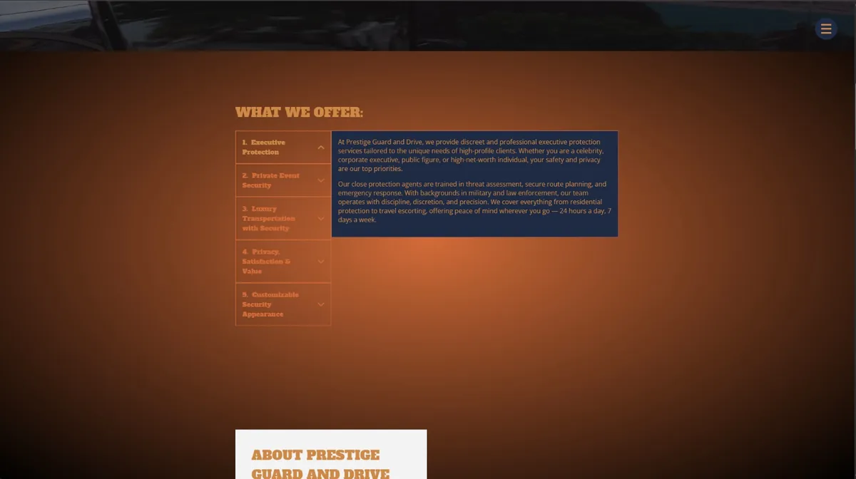 Old site, What We Offer section
