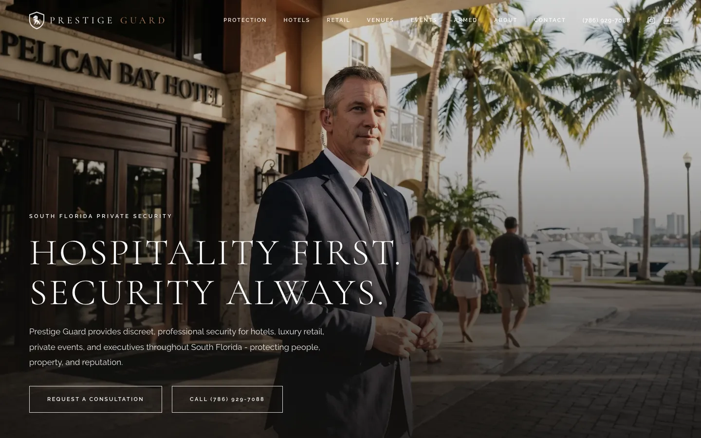 Prestige Guard website homepage
