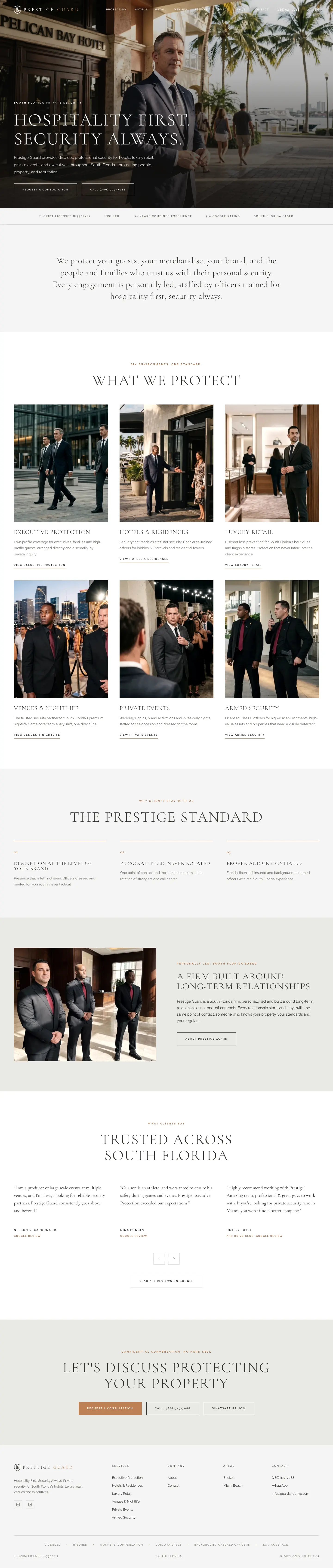 New Prestige Guard website, full page